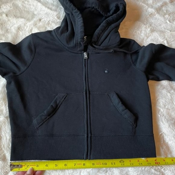 - Hollister Cropped Black Hoodie Full Zipper Front Pockets Size XS NWT - Picture 10 of 15